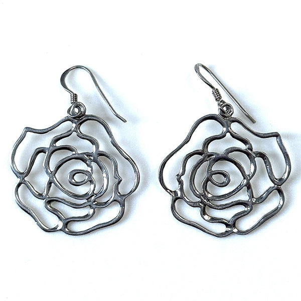 Sterling Silver Openwork “Flower” Drop Earrings