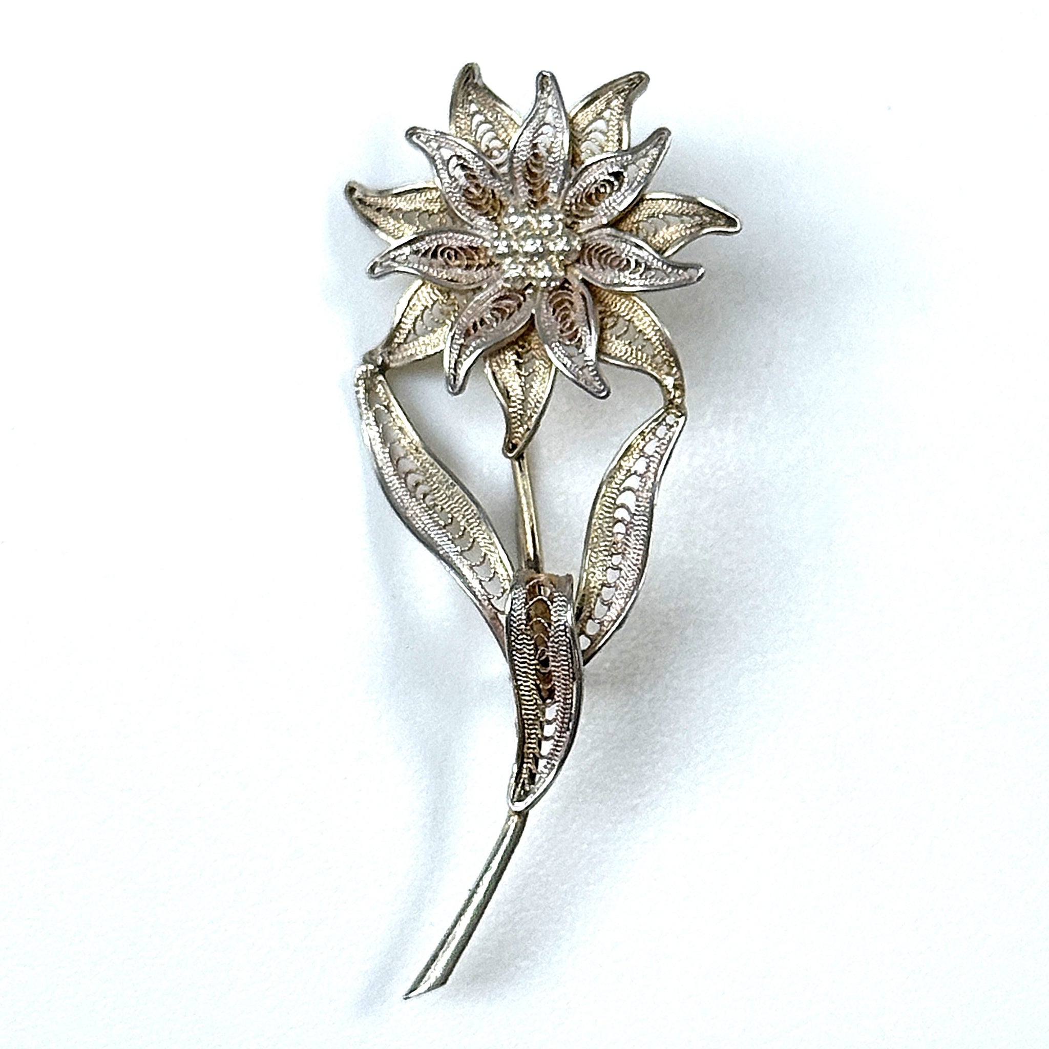 Gilded Silver Filigree “Flower” Brooch
