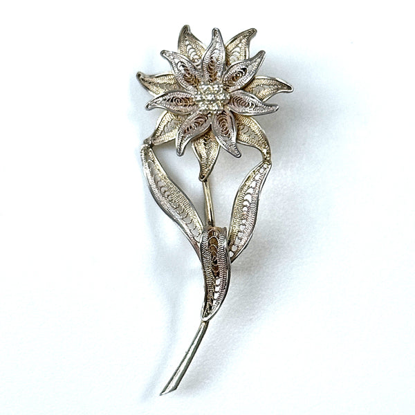 Gilded Silver Filigree “Flower” Brooch