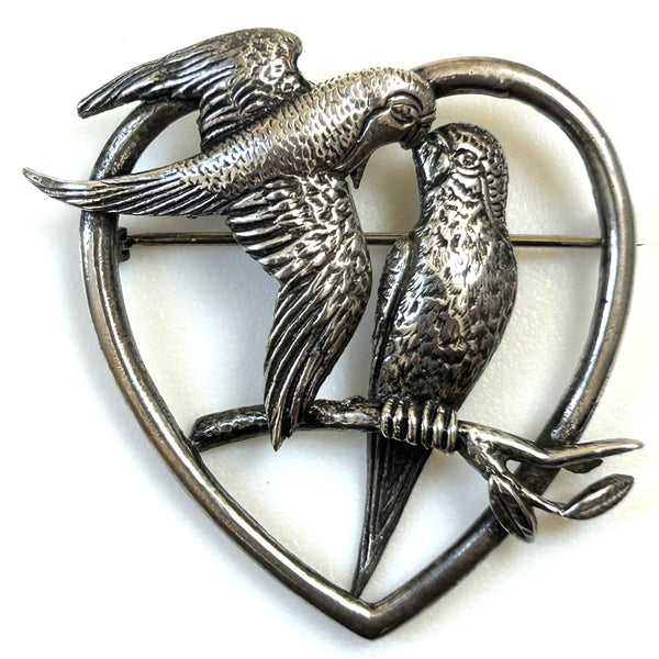 Mid-20th Century Silver “Lovebird” Brooch