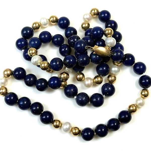 Lapis Lazuli and Pearl Necklace