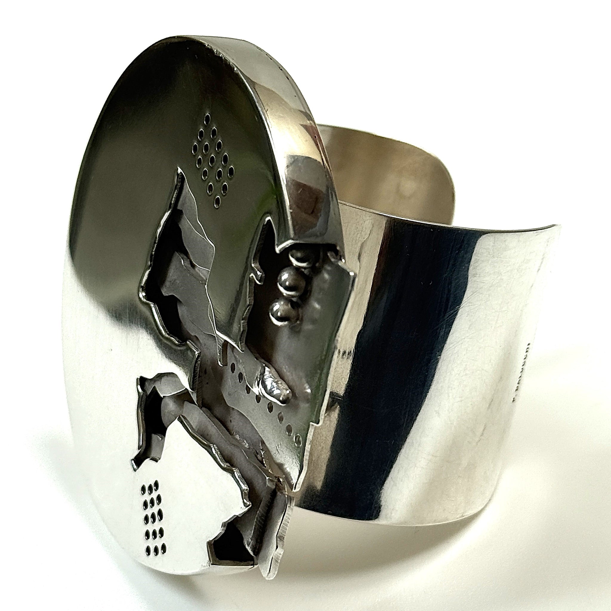 Unique Modernist P. Balocchi Silver Cuff Bracelet
