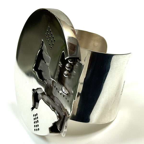 Unique Modernist P. Balocchi Silver Cuff Bracelet