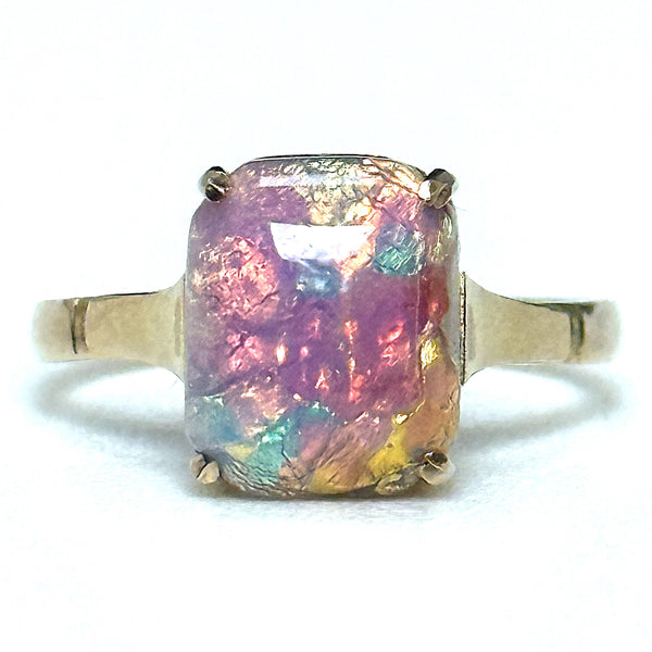 Vintage 9ct Yellow Gold and Foiled “Opal” Ring