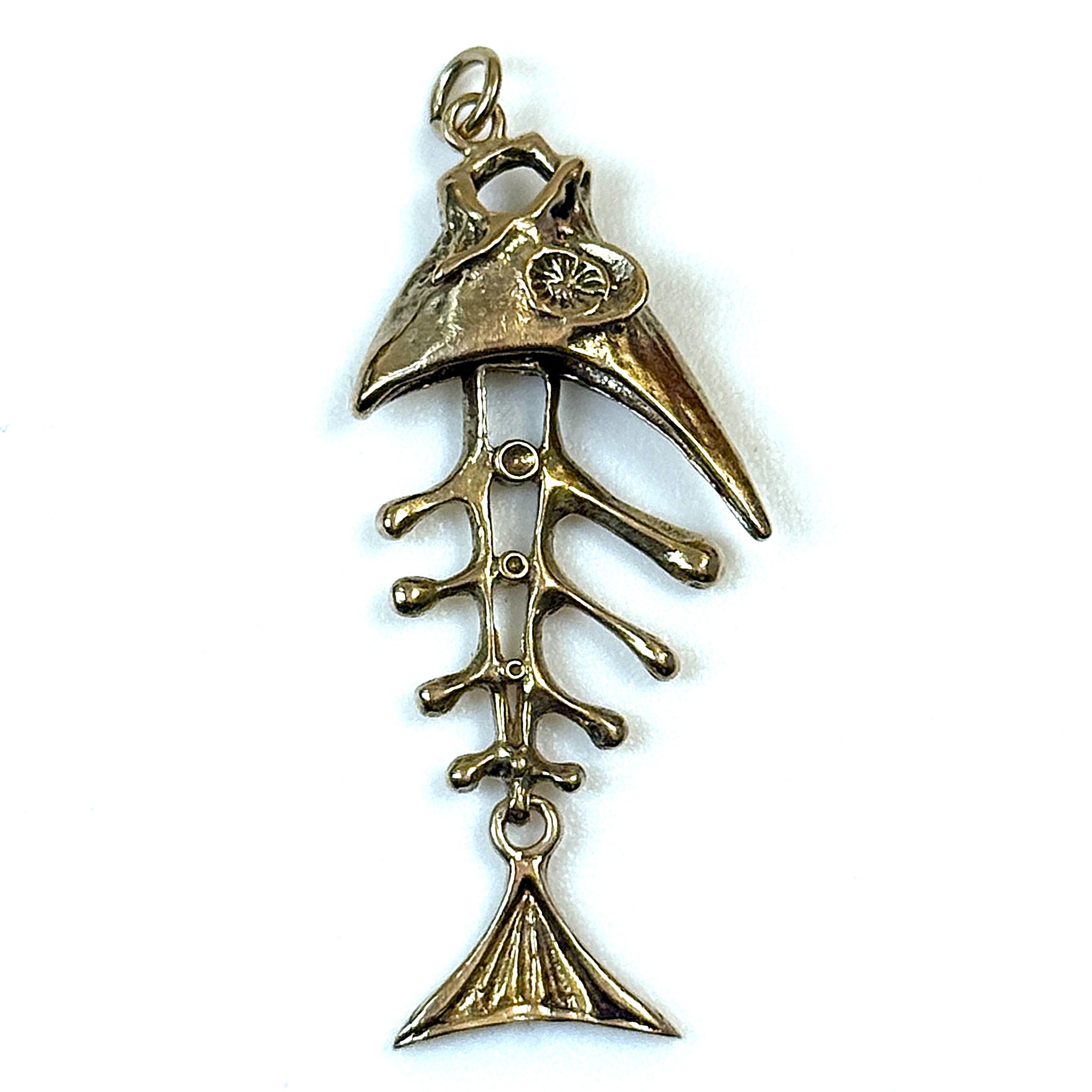 Articulated Vintage 9ct Yellow Gold “Fishbones” Pendant