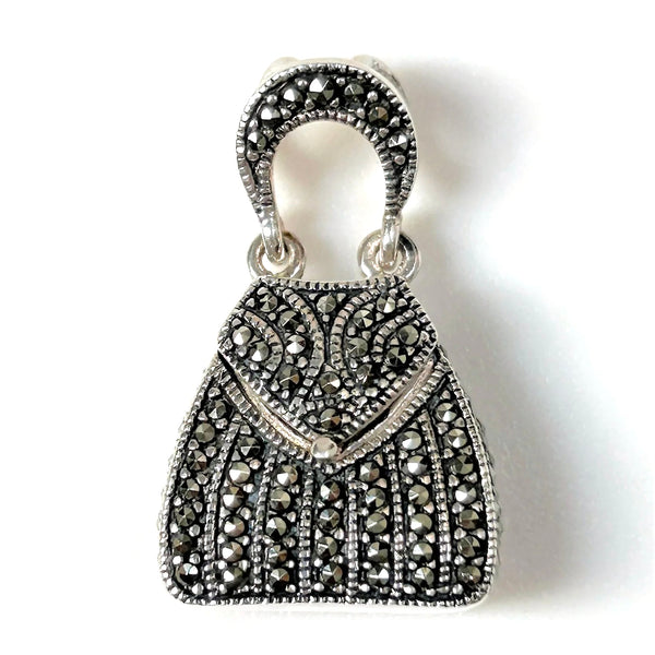 Sterling Silver and Marcasite “Handbag” Pendant