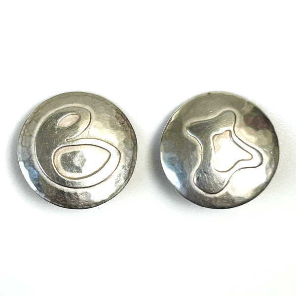 Handmade Modernist Egon Guenther Silver Clip-on Earrings