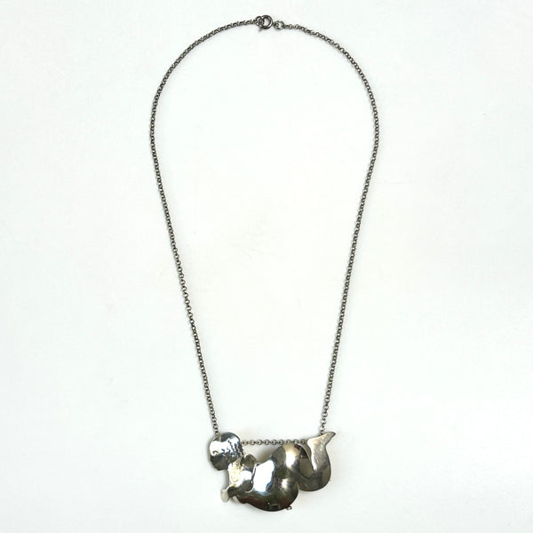 Sterling Silver “Nude Woman” Pendant Brooch on Chain