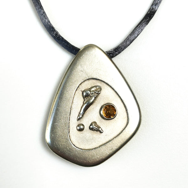 Egon Guenther Sterling Silver and Citrine Pendant Brooch