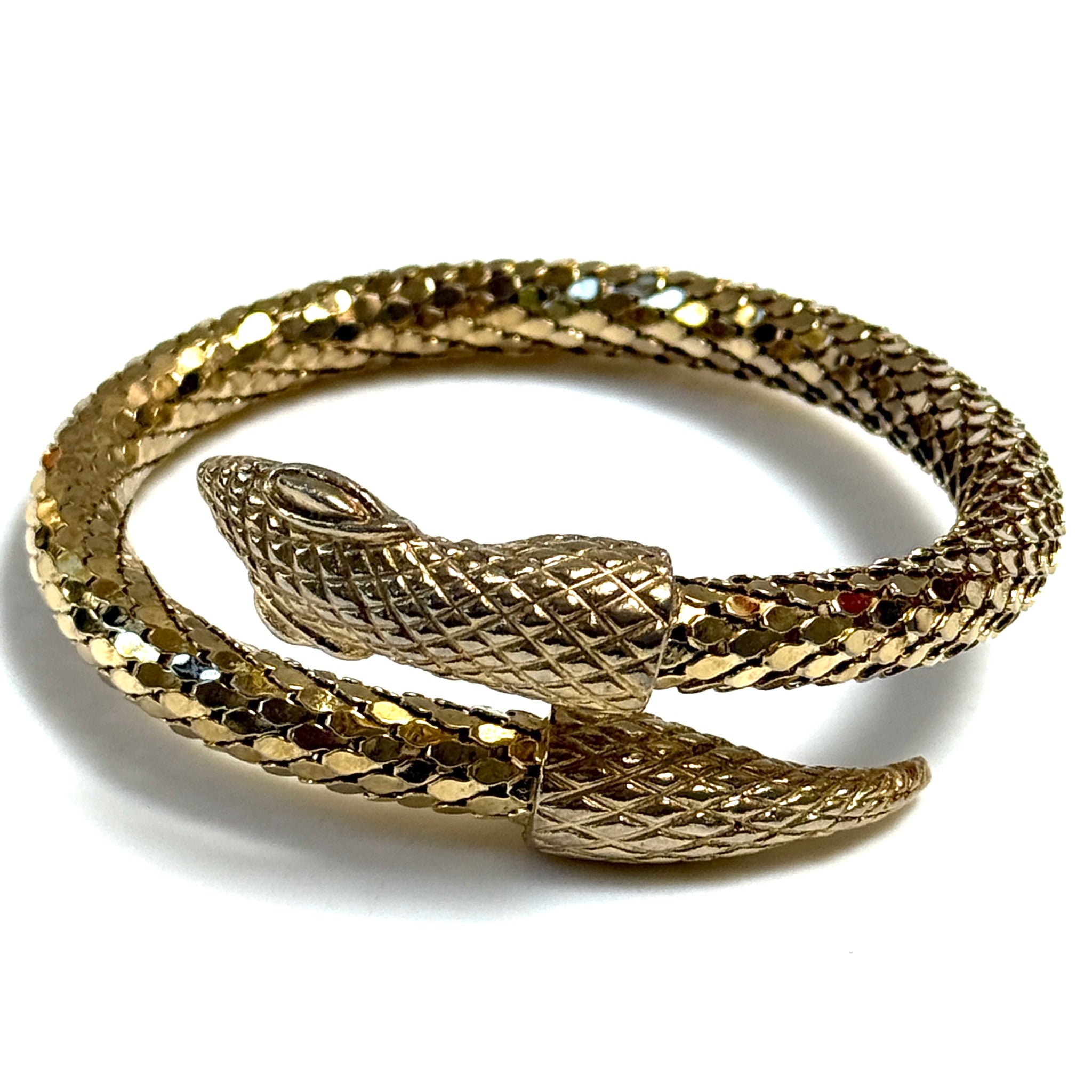 Vintage Yellow Metal Whiting and Davis “Serpent” Armband Bracelet