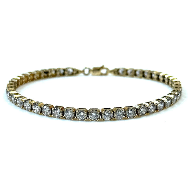 14ct Yellow Gold and Crystal Tennis Bracelet