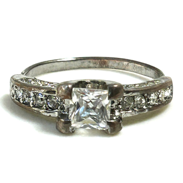 Decorative Sterling Silver and Crystal Ring