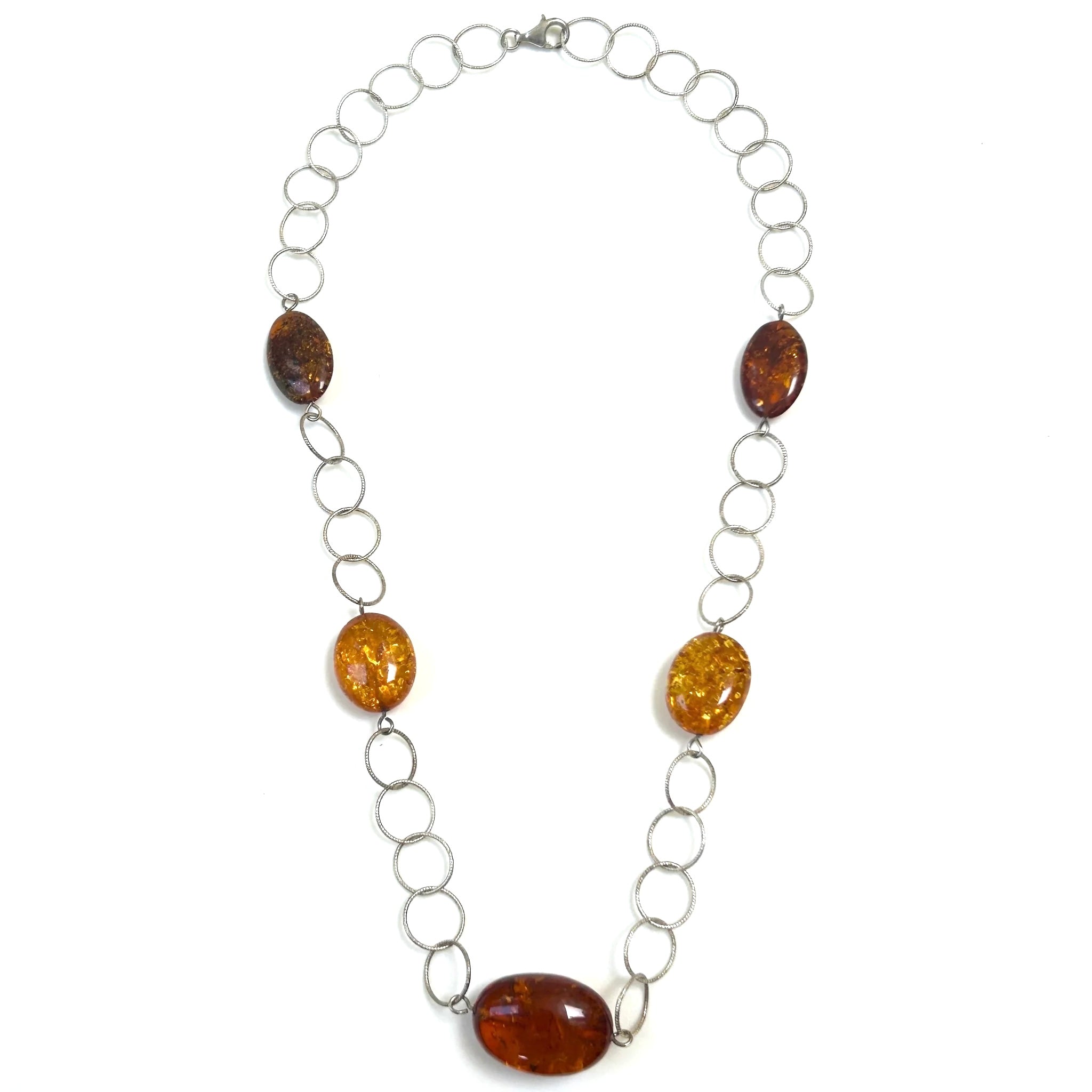 Sterling Silver and Amber Necklace