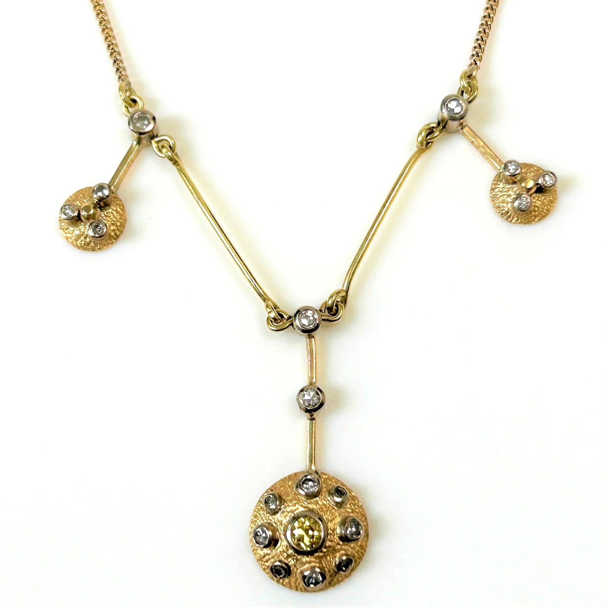 Vintage 14ct and 9ct Gold Diamond Pendant Necklace