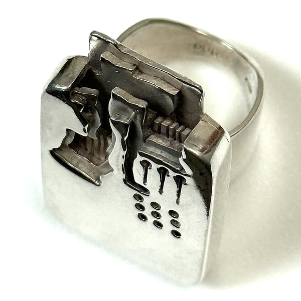 Unique Modernist P. Balocchi Silver Ring