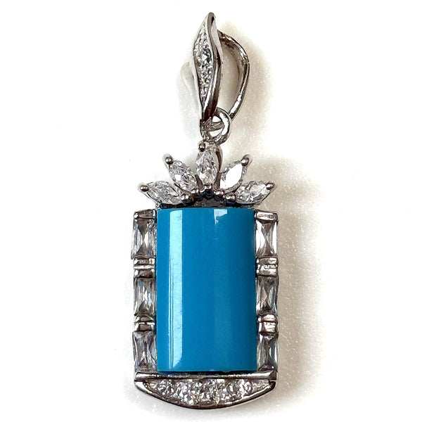 Sterling Silver, Turquoise and Cubic Zirconia Pendant