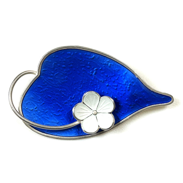 Vintage Scandinavian Silver and Enamel “Lily and Leaf” Brooch