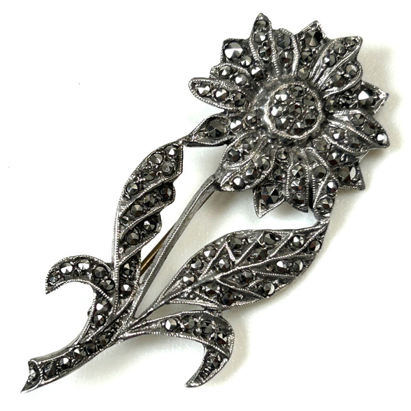 Vintage Silver and Marcasite “Flower” Brooch