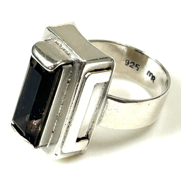 Modernist Margaret Richardson Sterling Silver and Smoky Quartz Ring