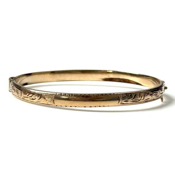Vintage 9ct Yellow Gold and Metal Core Hinged Bracelet