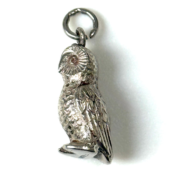 Vintage Sterling Silver Owl Charm Pendant