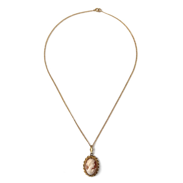 Vintage 12ct Gold-Filled Shell Cameo Pendant Necklace
