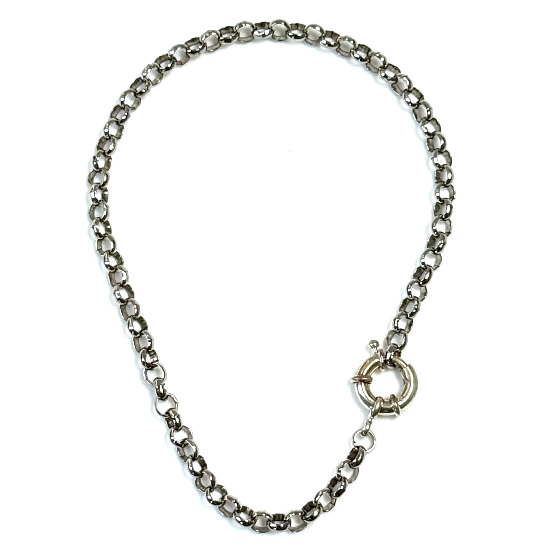 Vintage White Metal Belcher-Link Necklace with Signoretti Clasp