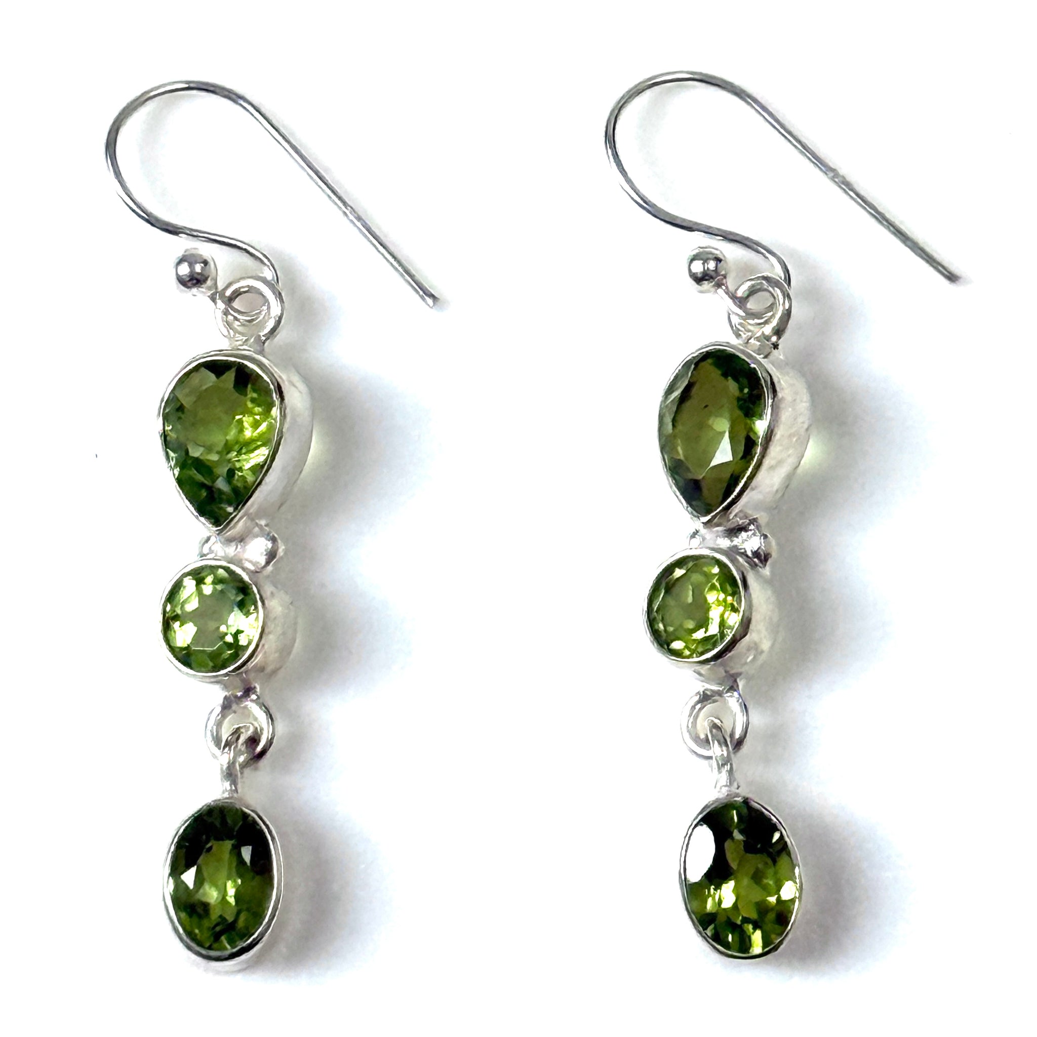 Sterling Silver and Peridot Drop Earrings