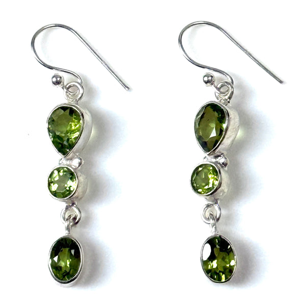 Sterling Silver and Peridot Drop Earrings