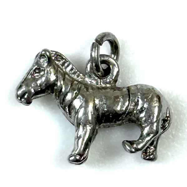 Vintage Silver Zebra Charm Pendant