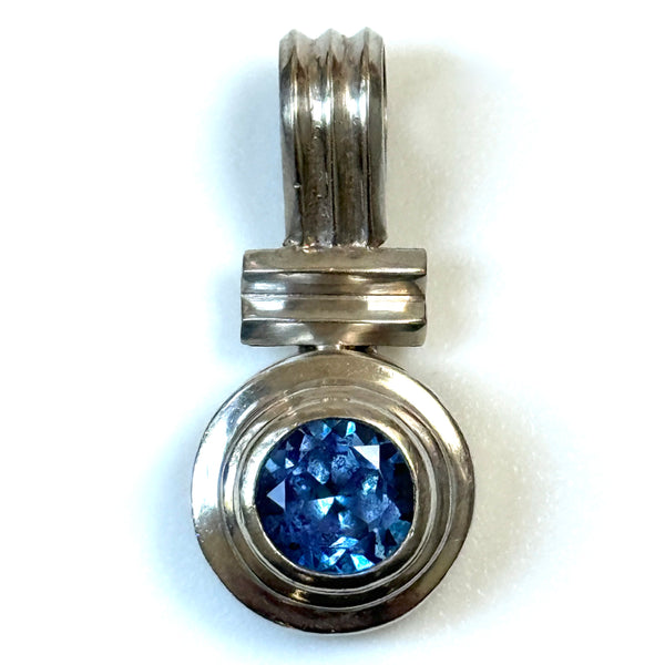 Vintage Sterling Silver and Violet-Blue Crystal Pendant