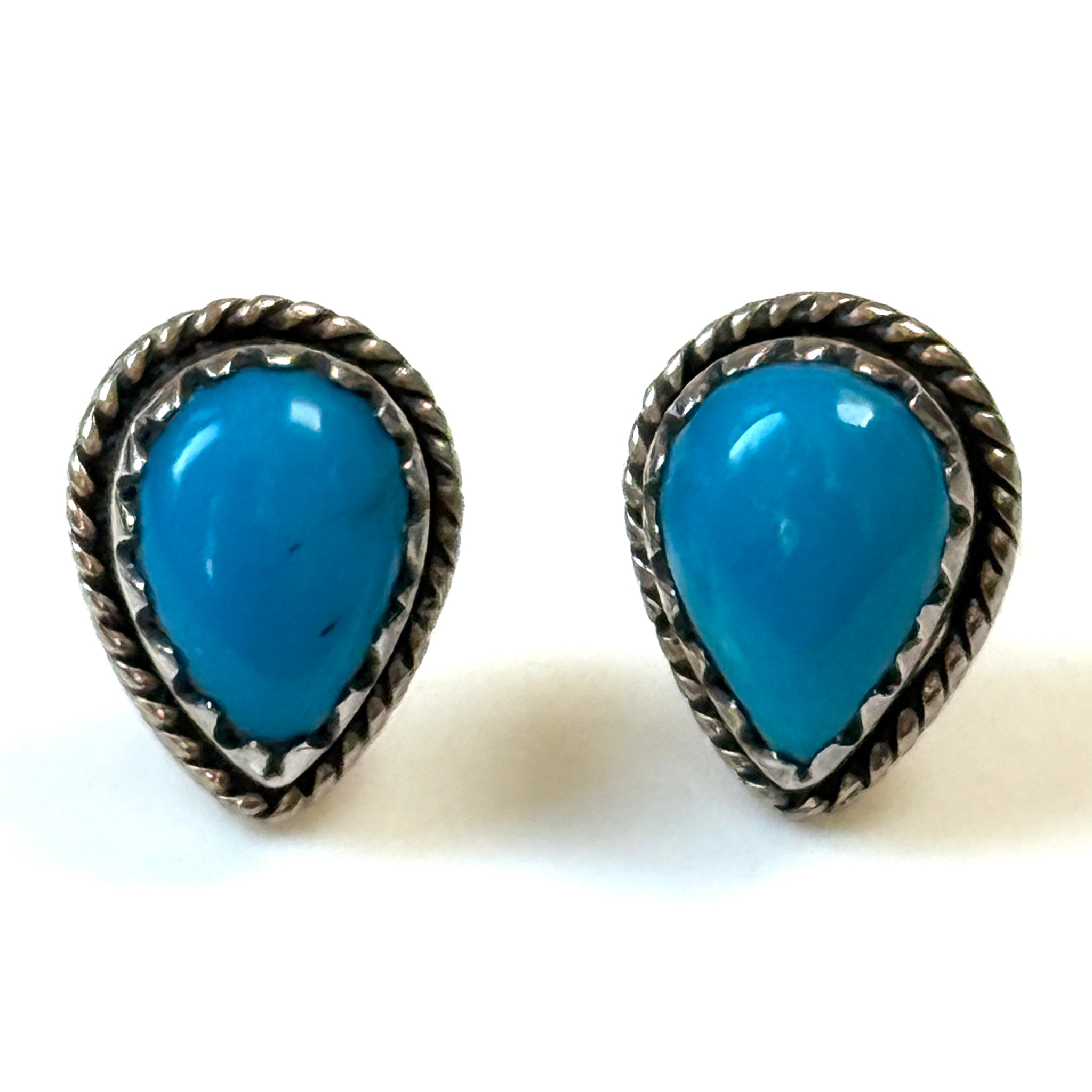 Vintage Sterling Silver and Turquoise Stud Earrings