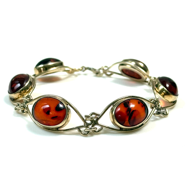 Vintage Gilded Silver and Amber Bracelet