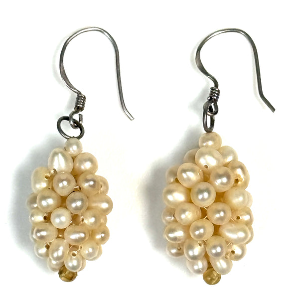 Vintage Silver and Pearl Drop Earrings