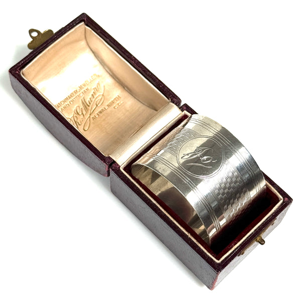 Cased Antique Silver “Jo” Engraved Serviette Ring