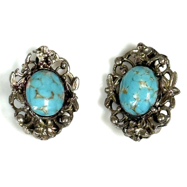 Vintage “Turquoise” Fashion Clip-on Earrings