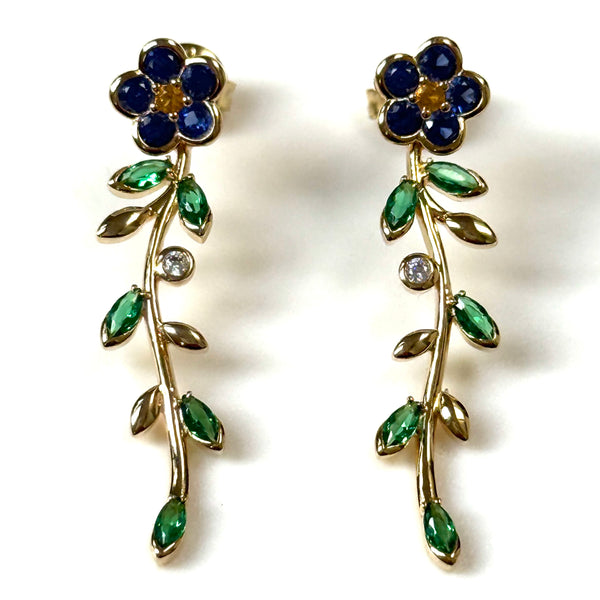 Gilded Sterling Silver “Floral Sprig” Earrings