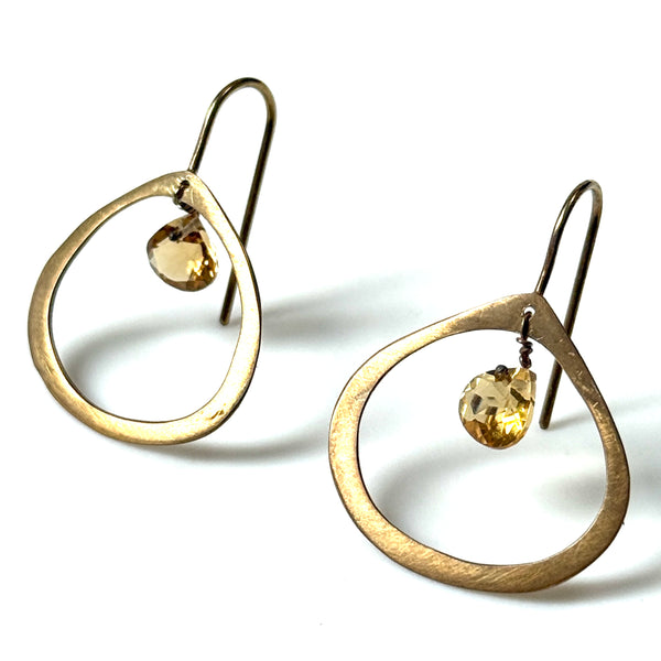 Contemporary Silver-Gilt and Citrine Drop Earrings