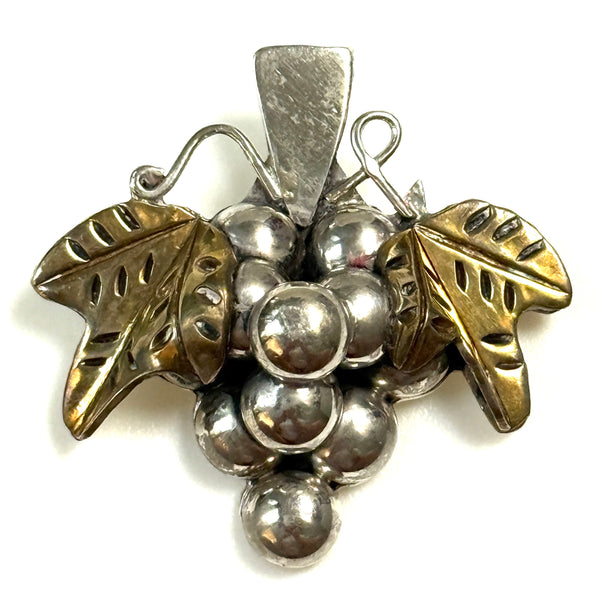 Vintage Mexican Sterling Silver Grape Brooch