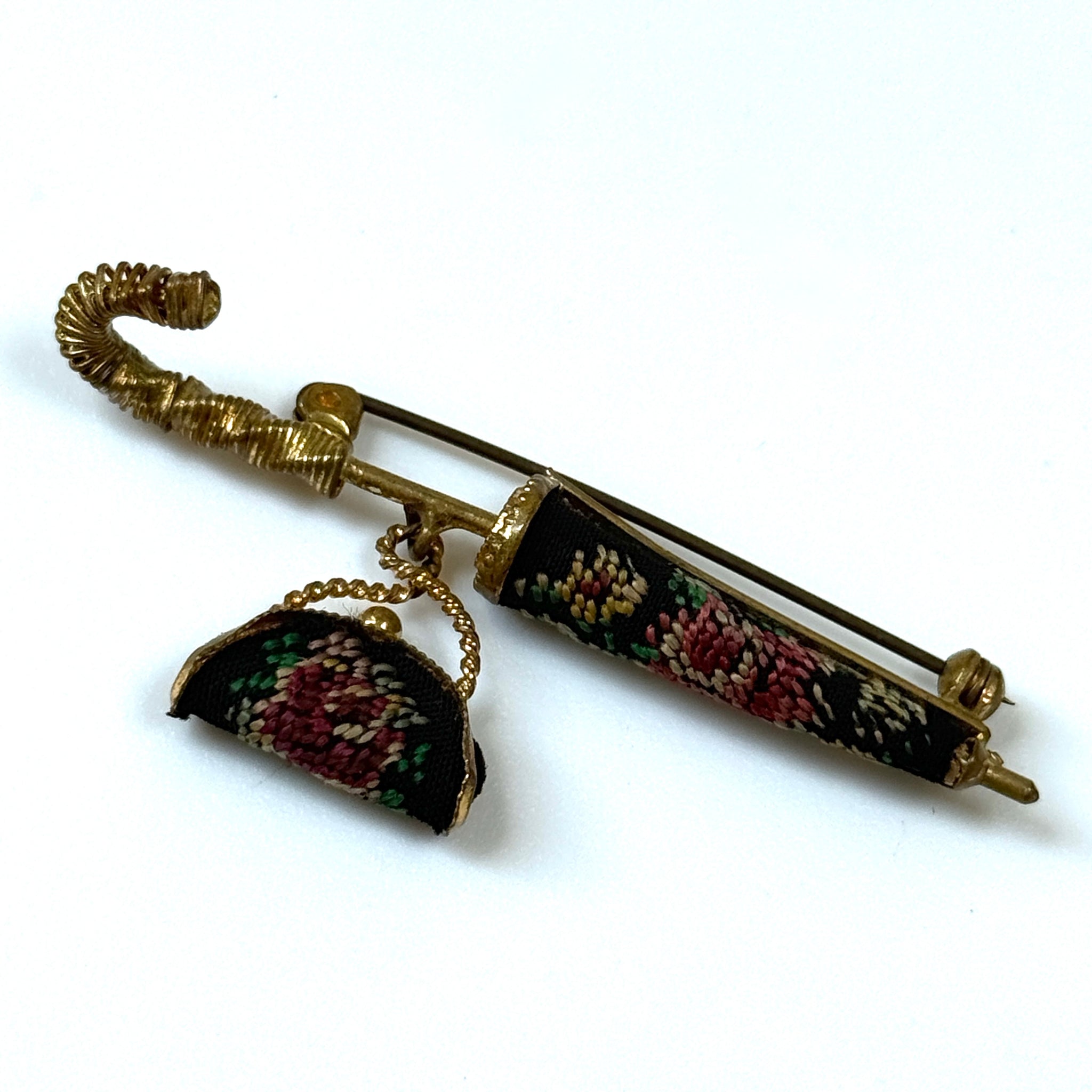 Vintage “Parasol and Handbag” Novelty Brooch