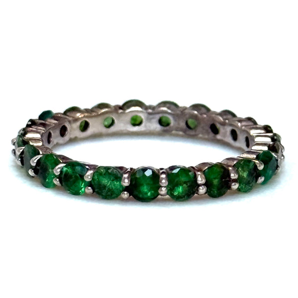 Silver and Green Chrome Diopside Eternity Ring