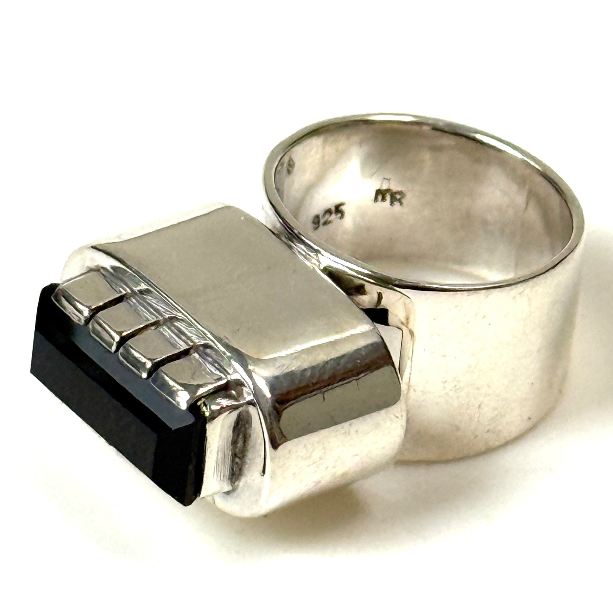 Modernist Margaret Richardson Sterling Silver and Onyx Ring
