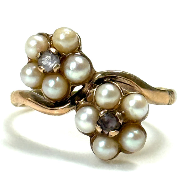 Vintage Zeeta 9ct Yellow Gold, Pearl and Gemstone Ring