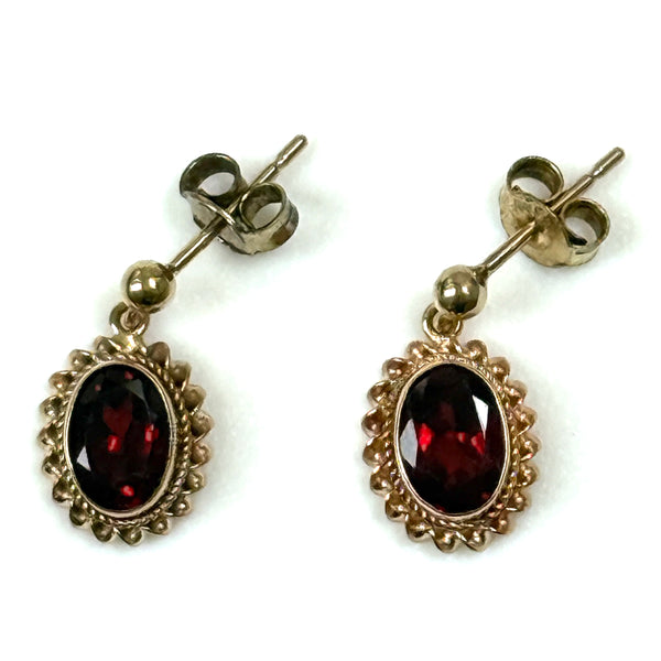 Petite 9ct Yellow Gold and Garnet Drop Earrings