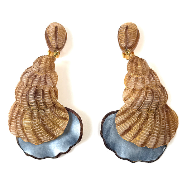 Handmade Cilea Bijoux Paris “Saint-Malo” Maxi Clip-on Earrings