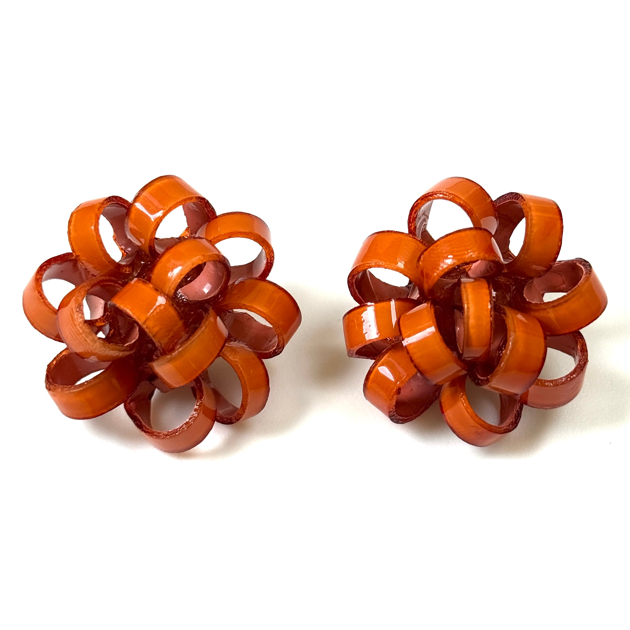 Handmade Orange Cilea Bijoux Paris “Gribouille” Stud Earrings