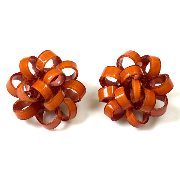 Handmade Orange Cilea Bijoux Paris “Gribouille” Stud Earrings