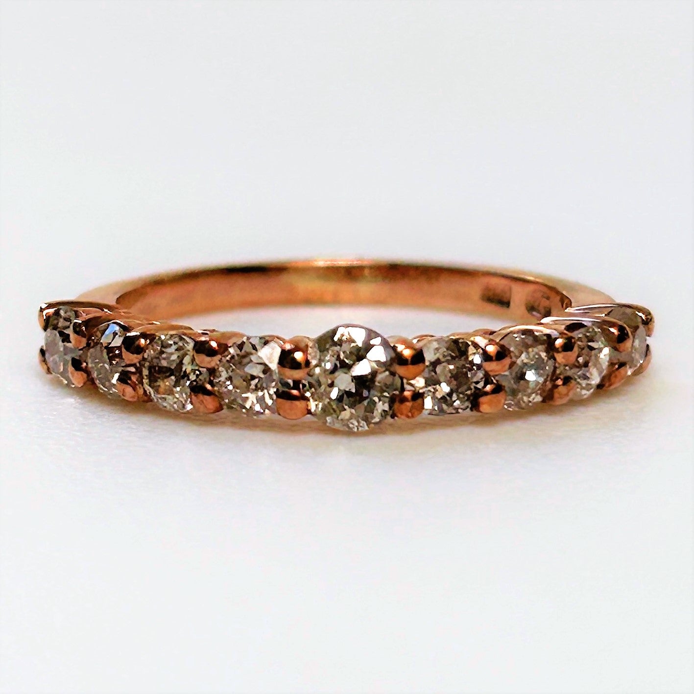 9ct Rose Gold and Diamond Semi-Eternity Ring