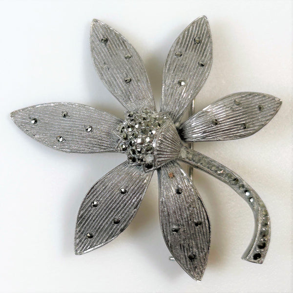 Vintage Silver Marcasite “Flower” Brooch