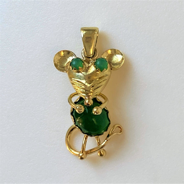 18ct Gold and Chrysoprase "Mouse" Pendant